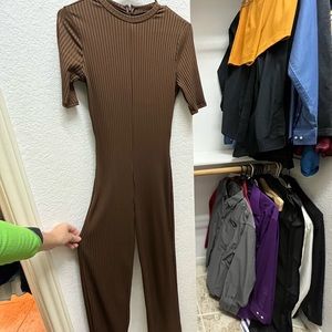 Brown Jumpsuit. Wide leg.